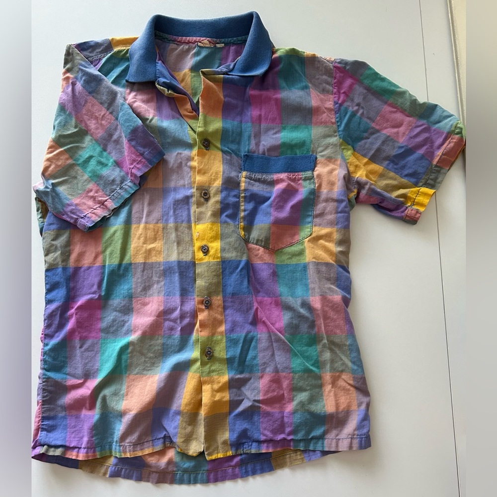 Vintage Colorful Plaid Button Up Shirt